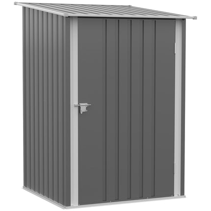 Lean-to Garden Storage Shed, 3.3x3.4 ft, Galvanized Steel with Lockable Door, Gray, Outsunny, 6