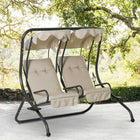 Patio Swing Chair 2-Seater with Cup Holder Beige Modern Outdoor Porch Seats Removable Canopy, Outsunny, 1