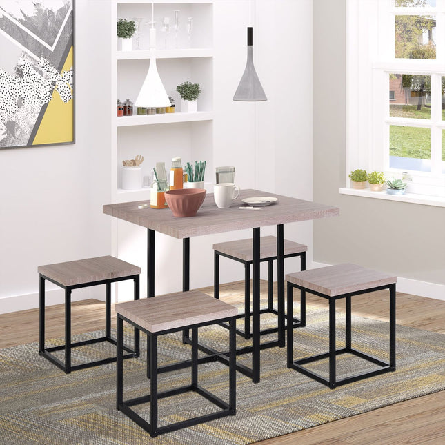 5 Piece Dining Table Set Square Kitchen Table with Stools for Small Spaces Breakfast Nook Natural Wood, HOMCOM, 1