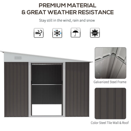 Metal Garden Shed 11x9 ft Outdoor Storage with Sliding Doors & Air Vents, Gray, Outsunny, 3