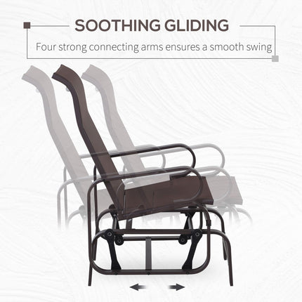 Gliding Lounger Chair, Outdoor Swinging Chair with Smooth Rocking Arms and Lightweight Construction, Brown, Outsunny, 3