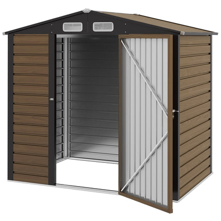 Metal Outdoor Storage Shed, 6x4 inch, Garden Shed House with Vents for Yard Patio, Lawn Oak, Outsunny, 6