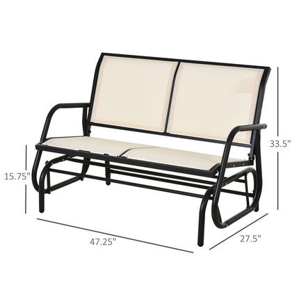 2-Person Glider Bench, Outdoor Swing Chair Loveseat, with Comfortable Fabric, Smooth Rocker, Beige, Outsunny, 2