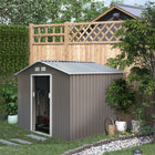 Metal Storage Shed, Tool Kit House with Foundation, 2 Sliding Door and 4 Vents, for Outdoor Backyard, Garden, Grey, Outsunny, 1