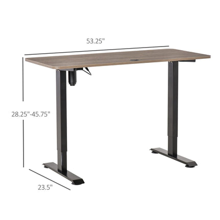 Electric Standing Desk Height Adjustable with Control Panel Teak Black Anti-Collision, Vinsetto, 1