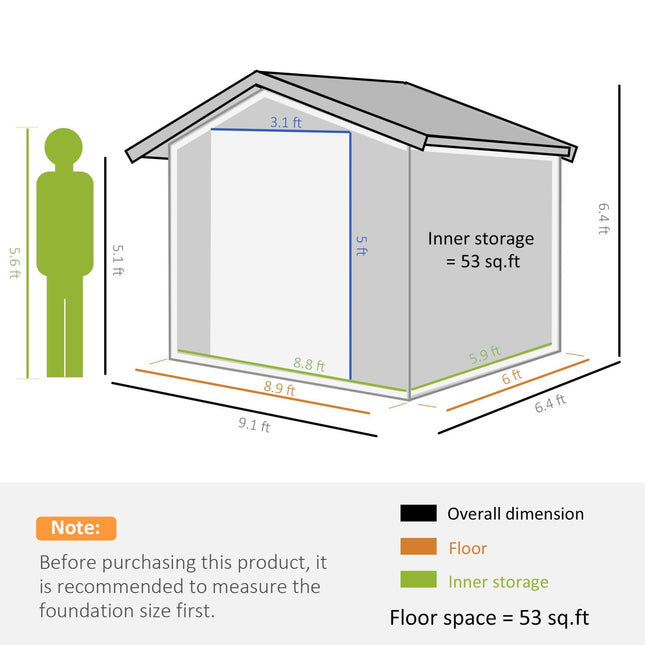 Metal Storage Shed, Tool Kit House with Foundation, 2 Sliding Door and 4 Vents, for Outdoor Backyard, Garden, Grey, Outsunny, 2