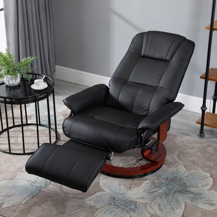 Living Room Relaxation, Black Faux Leather Swivel Recliner with Adjustable Footrest, HOMCOM, 1