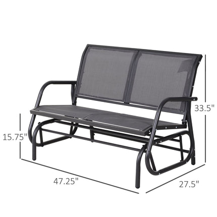 Porch Glider Serenity, 2-Person Patio Swing Rocker, Loveseat Design, Gray Steel Frame for Outdoor Relaxation, Outsunny, 2