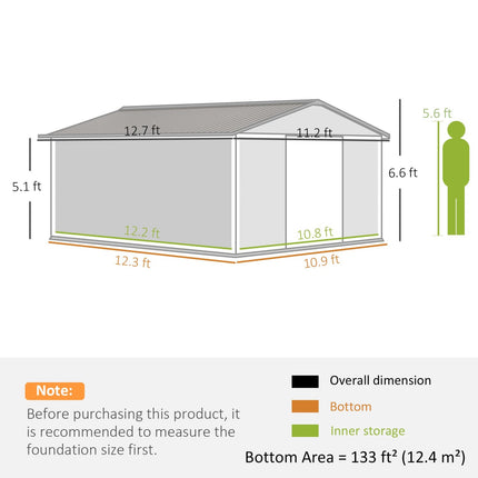 Metal Storage Shed, 13 x 11 inch, Garden Tool House with Double Sliding Doors, 4 Air Vents Dark Gray, Outsunny, 2