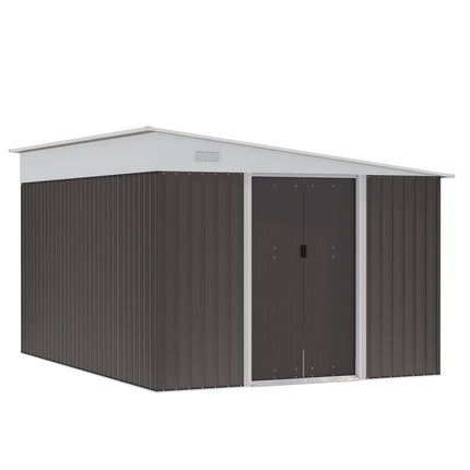 Metal Garden Shed 11x9 ft Outdoor Storage with Sliding Doors & Air Vents, Gray, Outsunny, 6