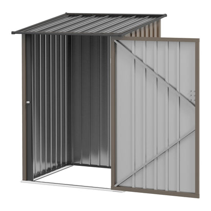 Lean-to Garden Storage Shed, 3.3x3.4 ft, Galvanized Steel with Lockable Door, Brown, Outsunny, 6