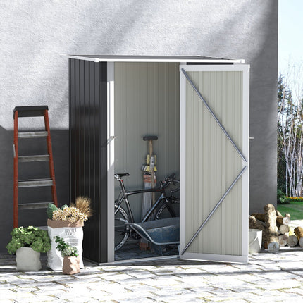 Metal Garden Storage Shed, 5 x 3 inch, Patio Tool House Cabinet with Lockable Door Gray, Outsunny, 1