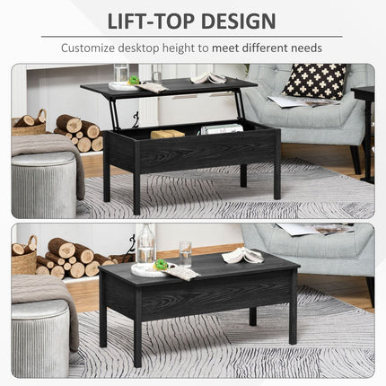 Lift Top Coffee Table with Storage Black Modern Chic Style for Living Room Stability Support, HOMCOM, 3