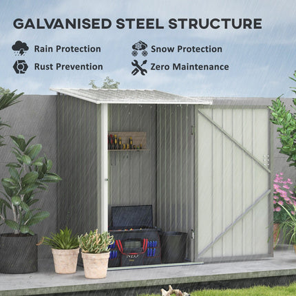 Lean-to Garden Storage Shed, 3.3x3.4 ft, Galvanized Steel with Lockable Door, Gray, Outsunny, 3