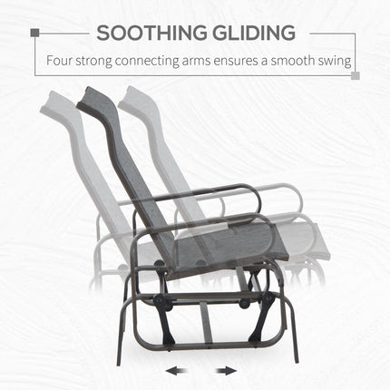 Gliding Rocking Chair, Patio Swinging Chair with Smooth Rocking Arms and Lightweight Construction Gray, Outsunny, 3