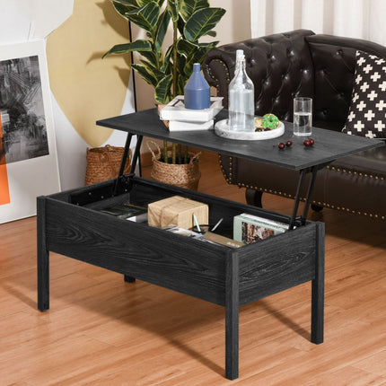 Lift Top Coffee Table with Storage Black Modern Chic Style for Living Room Stability Support, HOMCOM, 1