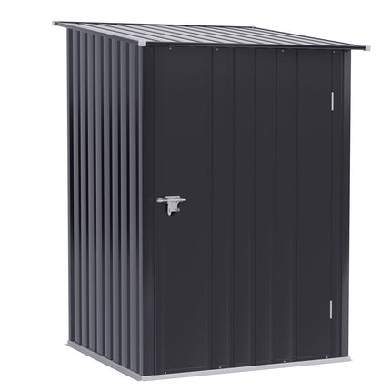 Metal Lean-to Garden Shed, 3.3 x 3.4 inch,Outdoor Weather Resistant Storage Shed with Lockable Door, Dark Gray, Outsunny, 6