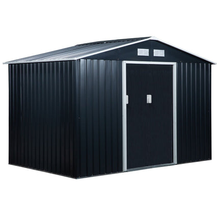 Metal Storage Shed 9 x 6 inch, Garden Tool House, 2 Sliding Doors, 4 Air Vents, Ideal Dark Gray, Outsunny, 6