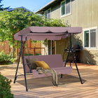 3-Seat Outdoor Porch Swing, with Adjustable Tilt Canopy and Cushion, 2 Armrests and Anti-Slip Pads, Outsunny, 1