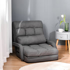 Convertible Floor Sofa Bed, Recliner Armchair Upholstered Sleeper Chair with Pillow, Grey, HOMCOM, 1