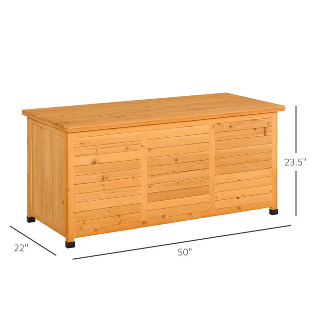 76 Gallon Deck Box Wooden Outdoor Storage Container Aerating Gap Weather-Resistant, Yellow, Outsunny, 1