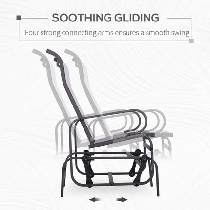 Gliding Lounger Chair, Outdoor Swinging Chair with Smooth Rocking Arms and Lightweight Construction, Cream White, Outsunny, 3