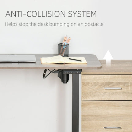 Electric Standing Desk Height Adjustable with Control Panel Teak Black Anti-Collision, Vinsetto