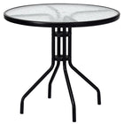Outdoor Patio Round Tempered Glass Top Table with Umbrella Hole, 32 Inch, Costway, 1