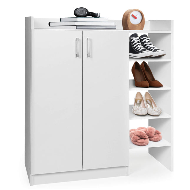 Shoe Rack, Freestanding Shoe Cabinet with 3-Postition Adjustable Shelves, White, Costway