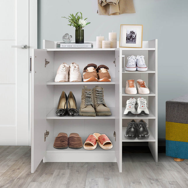 Shoe Rack, Freestanding Shoe Cabinet with 3-Postition Adjustable Shelves, White, Costway, 2
