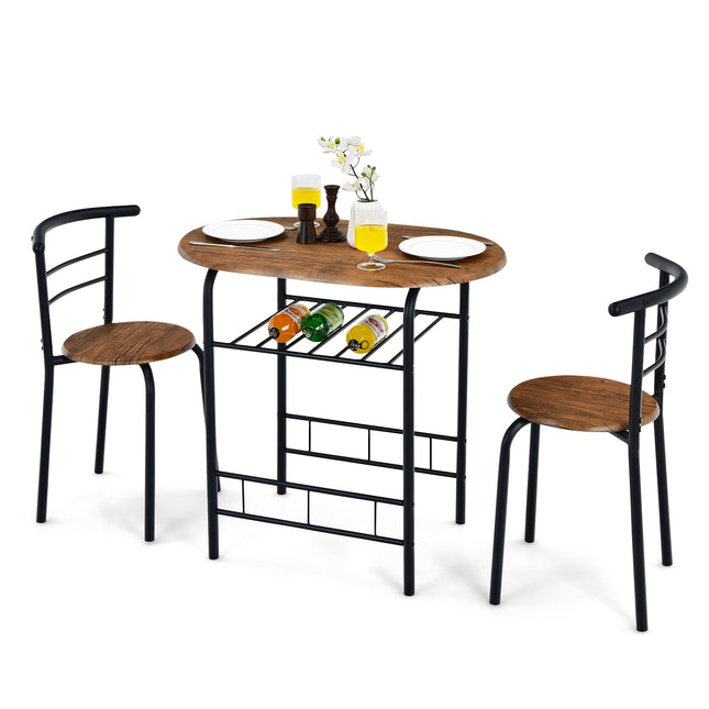  Dining Table Set, Space Saving Bistro Set for Kitchen and Apartment, 3 Piece, Costway, 1