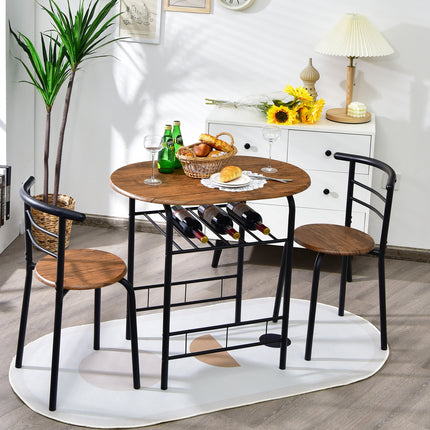  Dining Table Set, Space Saving Bistro Set for Kitchen and Apartment, 3 Piece, Costway