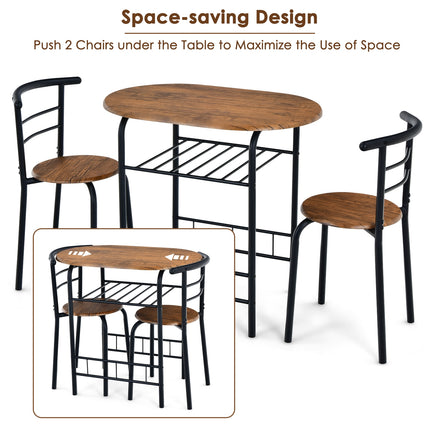  Space, Saving Bistro Set for Kitchen and Apartment, 3 Piece, Costway