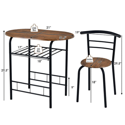  Space, Saving Bistro Set for Kitchen and Apartment, 3 Piece, Costway, 5