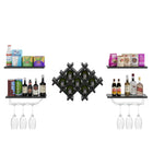 Wall Mount Wine Rack Set with Storage Shelves, Set of 5, Black, Costway, 9