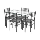 Dining Set with Tempered Glass Top Table and 4 Upholstered Chairs, 5 Pieces, Costway, 1