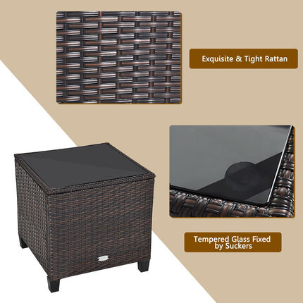 Patio Rattan Furniture Set Cushioned Conversation Set Coffee Table, Black, 3 Pcs , Costway, 9