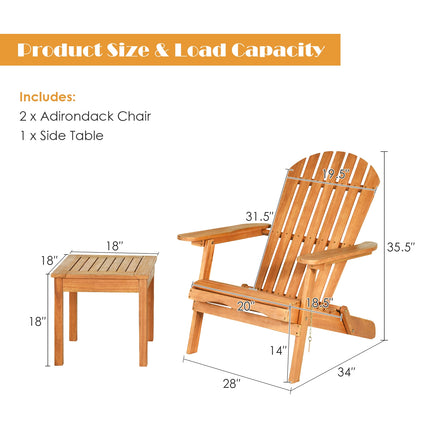 Adirondack Chair Set with Widened Armrest, 3 Pieces, Costway, 5
