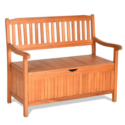 Wooden Storage Bench with Liner for Patio Garden Porch, 33 Gallon , Costway, 1