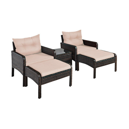 Patio Rattan Wicker Sofa Furniture Set, 5 Pcs , Costway, 1