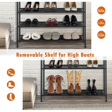 Industrial Adjustable 5-Tier Metal Shoe Rack with 4 Shelves for 16, 20 Pairs, Costway, 8