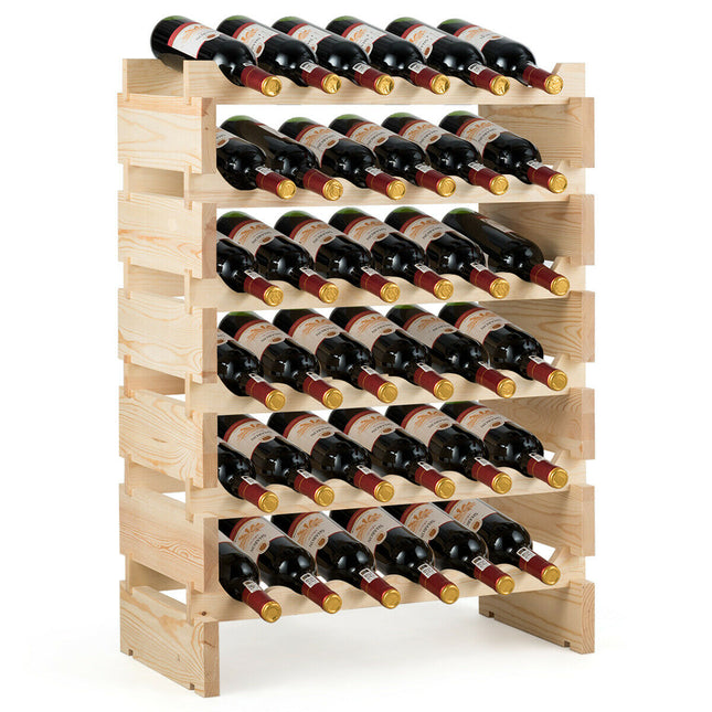 Stackable Wooden Wobble, Free Modular Wine Rack, 36 Bottles Costway, 9
