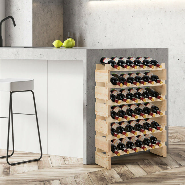 Stackable Wooden Wobble, Free Modular Wine Rack, 36 Bottles Costway, 2