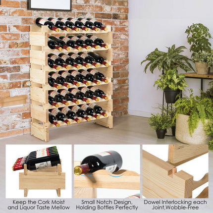 Stackable Wooden Wobble, Free Modular Wine Rack, 36 Bottles Costway, 7