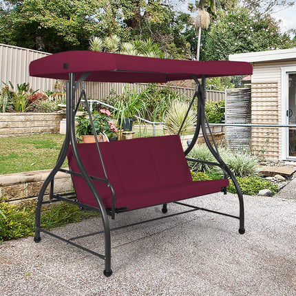 Converting Outdoor Swing Canopy Hammock with Adjustable Tilt Canopy, 3 Seats , Dark Red, Costway, 2