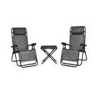 Folding Portable Zero Gravity Reclining Lounge Chairs Table Set, Gray, 3 Pieces, Costway, 1