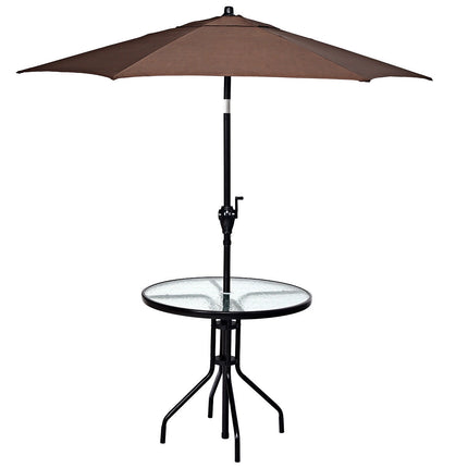 Outdoor Patio Round Tempered Glass Top Table with Umbrella Hole, 32 Inch, Costway, 8