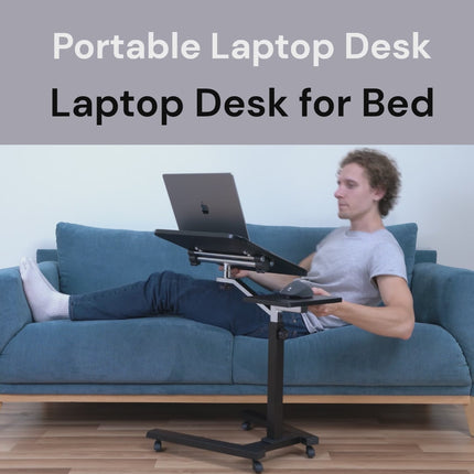 Laptop Desk, Portable Laptop Desk, on Wheels, Mobile Computer Desk, Adjustable Laptop Table, Ergonomic, Tatkraft Joy, 16