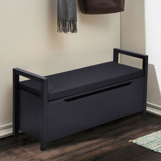 Shoe Storage Bench with Cushion Seat for Entryway, 34.5 ×15.5 ×19.5 Inch, White, Costway, 6