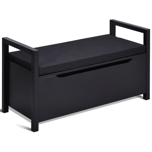 Shoe Storage Bench with Cushion Seat for Entryway, 34.5 ×15.5 ×19.5 Inch, White, Costway, 1